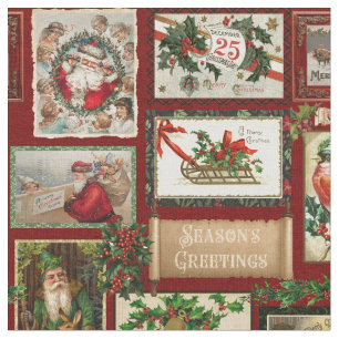 Tela Collage de tarjetas de Navidades de la Antigua Vic