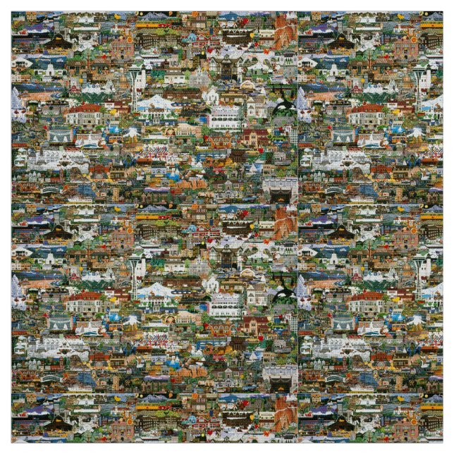 Tela Collage del noroeste del Pacífico (Retal)