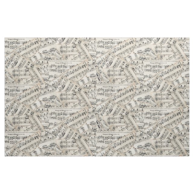 Tela Collage del papel de partitura del vintage ("Cuarto gordo" (fat quarter))