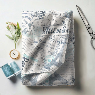 Tela Collage francés antiguo Romance Blue ID226