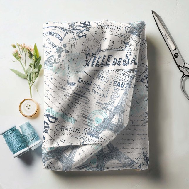 Tela Collage francés antiguo Romance Blue ID226 (Subido por el creador)