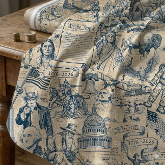 Tela Collage Histórico de Americana Vintage Azul ID1308