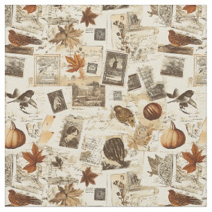 Tela Collage rustico del Ephemera del Otoño Warm Eart
