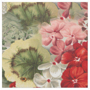 Tela Collaje floral rojo rosado de marfil vintage Shabb