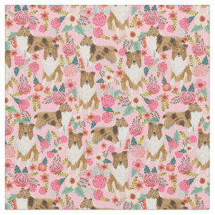 Tela collie rugoso floros de color rosa
