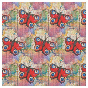Tela Color de agua rojo Mariposas Patrón de cosecha de 