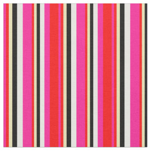 Tela Color rosa profundo, rojo, blanco, negro y crema d