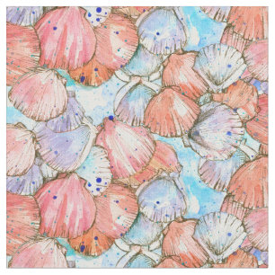 Tela Colores de agua de dibujos de tinta de las conchas