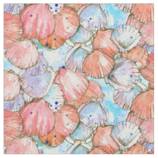 Tela Colores de agua de dibujos de tinta de las conchas