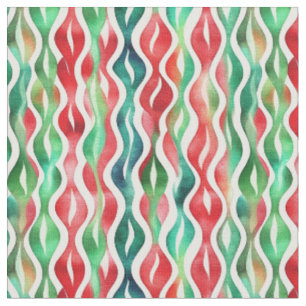 Tela Colores de agua, líneas de onda rojas y verdes