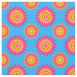 Tela Colores de orgullo pansexual / patrón de flor azul