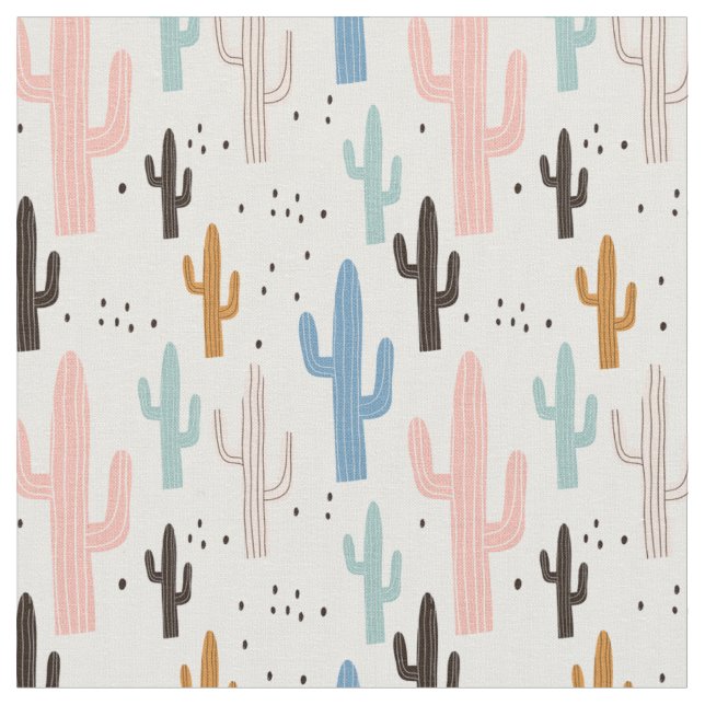Tela Colores Pastel Suroeste Cactus (De cerca)