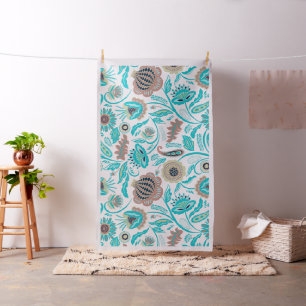 Tela Coloridas flores exóticas patrón fondo blanco