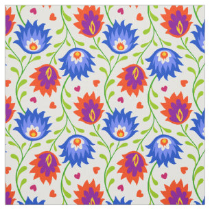 Tela Colorido Estilo Mexicano Patrón Floral Elegante Ne