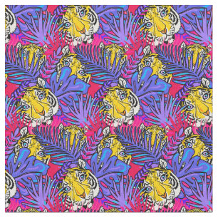Tela Colorido patrón de jungla de tigres