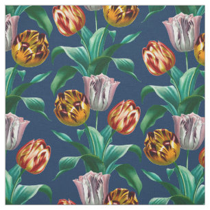 Tela Colorido Vintage Tulip FlowPattern