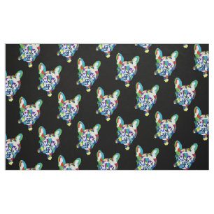 Tela Coloridos Bulldoges franceses sobre negro