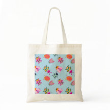 Coloridos escarabajos de jardín bolso azul tote