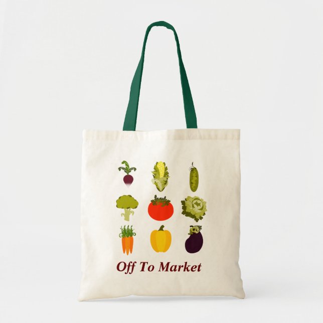 Tela Coma su bolso de ultramarinos de los Veggies (Frente)