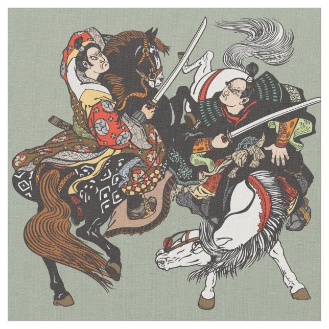 Tela Combate a los guerreros samurai japoneses (De cerca)