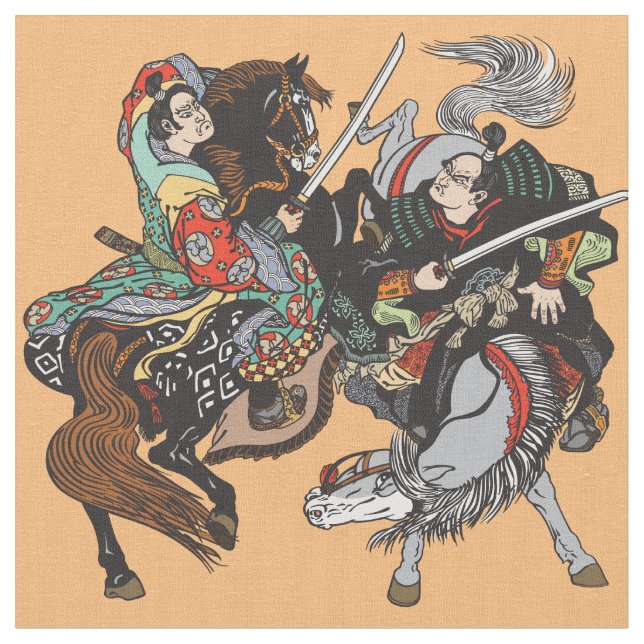 Tela Combate a los guerreros samurai japoneses (De cerca)