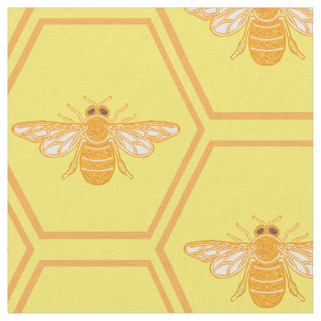 Tela Combo de miel amarillo con abejas melíferas (De cerca)