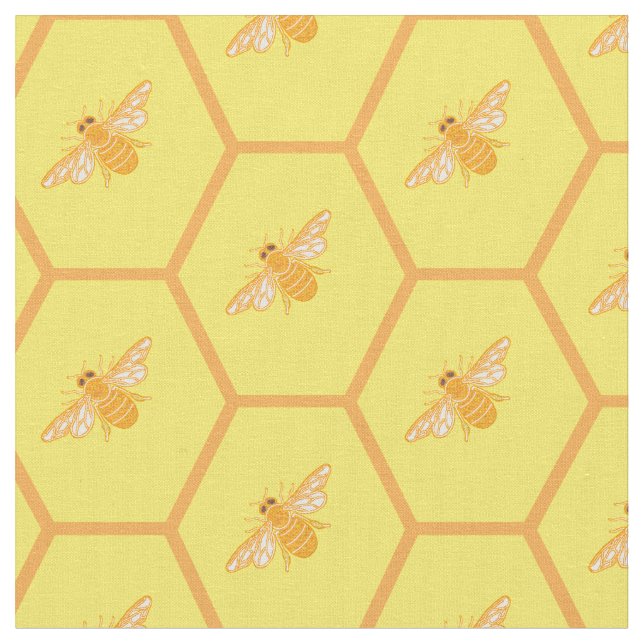Tela Combo de miel amarillo con abejas melíferas (De cerca)