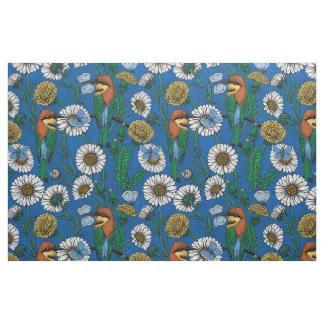 Tela Comedores de abejas con azul ("Cuarto gordo" (fat quarter))