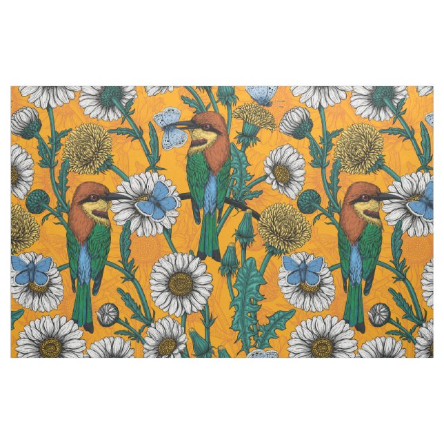Tela Comedores de abejas, mariposas azules y maricas so ("Cuarto gordo" (fat quarter))