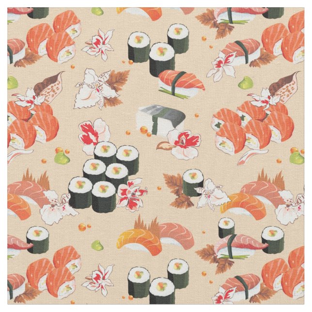 Tela Comida japonesa: Patrón de sushi 3 (De cerca)