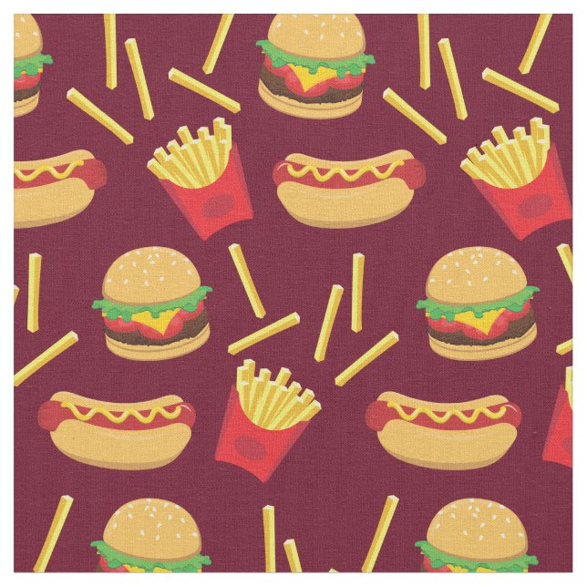 Tela Comida rápida Burger basura Fries Perro caliente (De cerca)