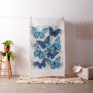 Tela Composición de las mariposas blancas y azules