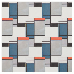 Tela Composición mondriana con rojo, azul, negro, amari