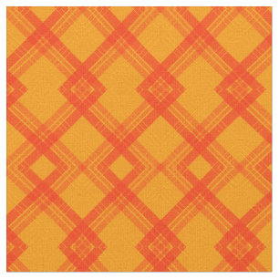 Tela Comprobaciones cruzadas en rojo, naranja y crema