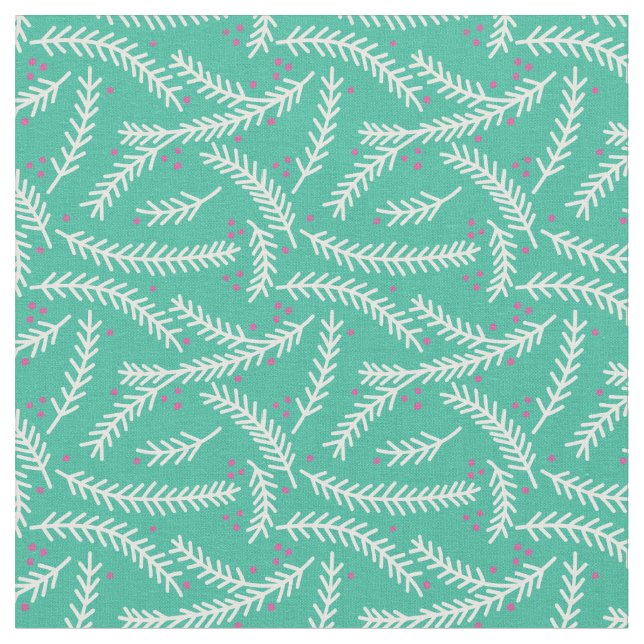Tela con estampado de Berry Evergreen (Esmeralda) (De cerca)
