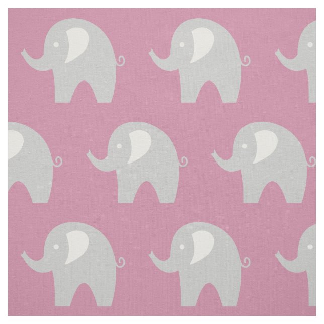 Tela con estampado de elefante bebé gris rosa text (Retal)