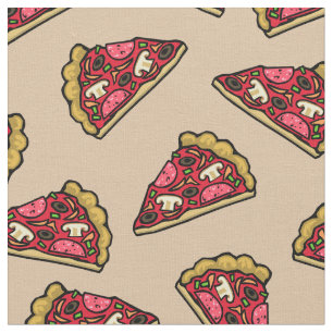 Tela con Estampado de Rebanadas de Pizza por Yarda