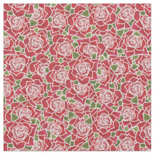 Tela con Estampado de Rosas Rojas Románticas
