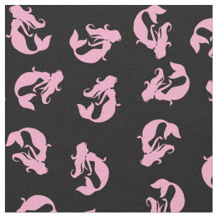 Tela con estampado de sirena rosa y negro