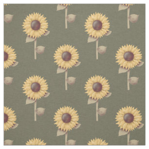 Tela con estampado floral primitivo de girasoles