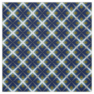 Tela con patrón de baldosas Glitch2 azul medianoch