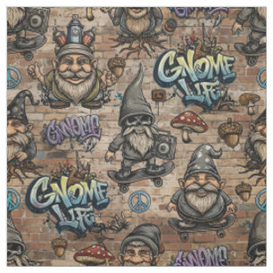 Tela con patrón de gnomos de grafiti urbano
