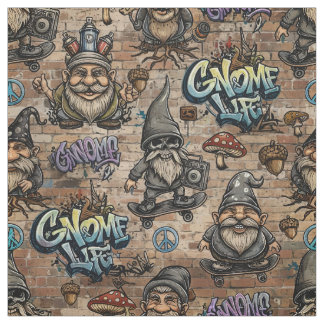 Tela con patrón de gnomos de grafiti urbano