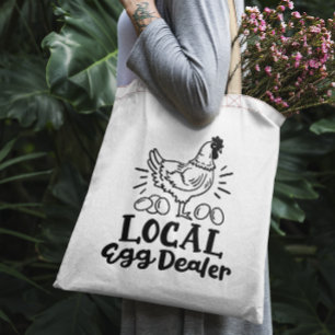 Tela "Concesionario de huevos local" divertido bolso de