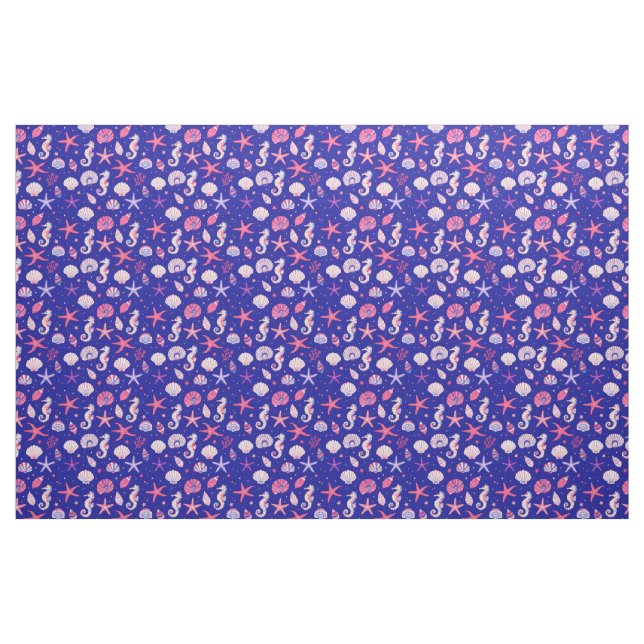 Tela Conchas Caballitos de mar y Estrellas de mar ("Cuarto gordo" (fat quarter))