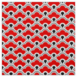 Tela Conchas de peregrino chinas de Deco, rojo, gris,