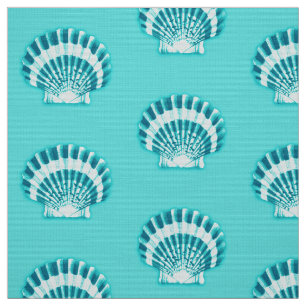 Tela Conchas marinas - aqua y verde azulada