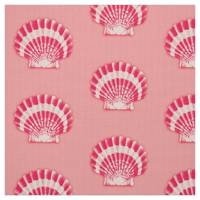 Tela conchas marinas en tonos rosa coral (Retal)