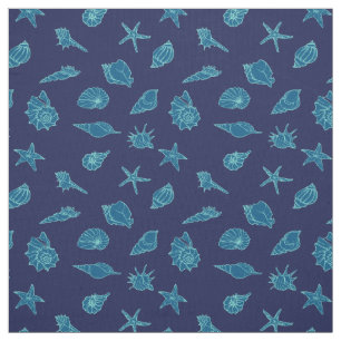 Tela conchas y estrellas de mar