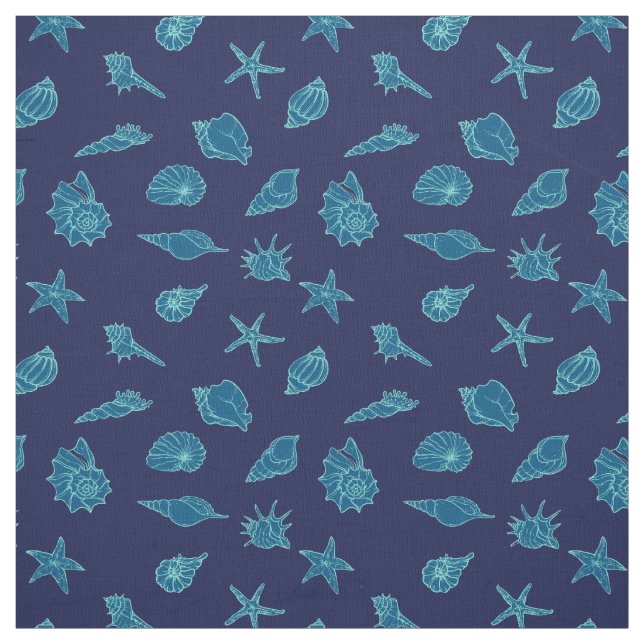 Tela conchas y estrellas de mar (Retal)